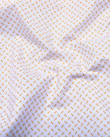 Marmic Orange With White Printed Formal Cotton Shirt