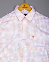 Marmic Orange With White Printed Formal Cotton Shirt