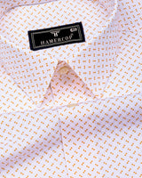 Marmic Orange With White Printed Formal Cotton Shirt