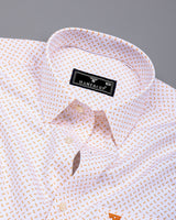 Marmic Orange With White Printed Formal Cotton Shirt