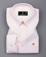 Marmic Orange With White Printed Formal Cotton Shirt