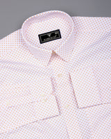 Marmic Orange With White Printed Formal Cotton Shirt