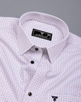 Stivor White With Blue Printed Formal Cotton Shirt