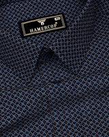 Stivor Blue With White Printed Formal Cotton Shirt