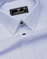 Tongren Blue With White Printed Cotton Shirt