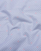 Tongren Blue With White Printed Cotton Shirt