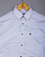 Tongren Blue With White Printed Cotton Shirt
