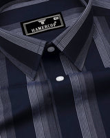 Catalina Blue With White Twill Stripe Premium Giza Shirt