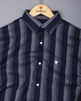 Catalina Blue With White Twill Stripe Premium Giza Shirt