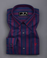 Turbo Blue With Red Stripe Premium Giza Shirt