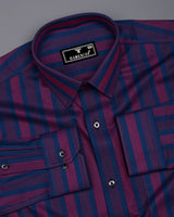 Turbo Blue With Red Stripe Premium Giza Shirt