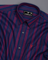 Turbo Blue With Red Stripe Premium Giza Shirt