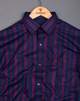 Turbo Blue With Red Stripe Premium Giza Shirt