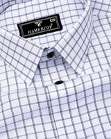 Quba White With Black Waffle Dobby Check Shirt
