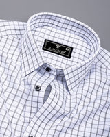Quba White With Black Waffle Dobby Check Shirt