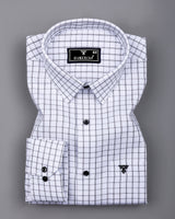 Quba White With Black Waffle Dobby Check Shirt