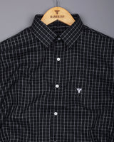 Quba Black With White Waffle Dobby Check Shirt