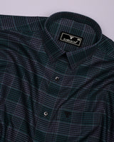 Menston Teal Green With Gray Houndstooth Check Giza Shirt