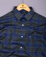 Menston Blue With Green Houndstooth Check Giza Shirt