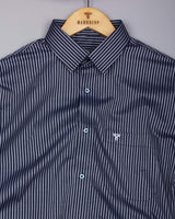 Tossida Blue With White Stripe Premium Cotton Shirt