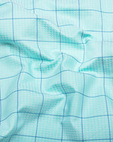 Wular Aqua Green With Blue Dobby Check Premium Giza Shirt