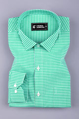 Green with white pin check cotton shirt