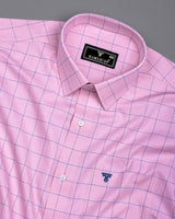 Wular Pink With Blue Dobby Check Premium Giza Shirt