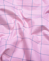 Wular Pink With Blue Dobby Check Premium Giza Shirt