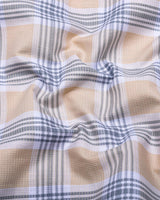 Vogar Cream With Gray Waffle Dobby Check Shirt