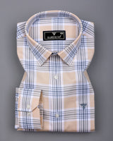 Vogar Cream With Gray Waffle Dobby Check Shirt