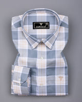 Vogar Gray With Cream Waffle Dobby Check Shirt