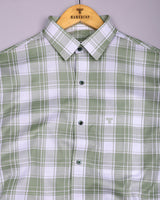 Monorom Green With White Waffle Dobby Check Shirt