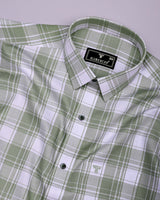 Monorom Green With White Waffle Dobby Check Shirt