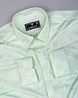 Pear Green Jacquard Textured Cotton Shirt
