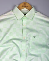 Pear Green Jacquard Textured Cotton Shirt