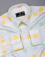 Yellow Multicolor Jacquard Check Premium Giza Shirt