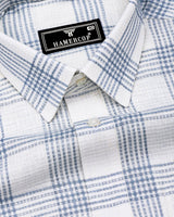 Zip White With Gray Waffle Dobby Check Shirt