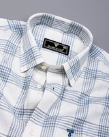 Zip White With Gray Waffle Dobby Check Shirt