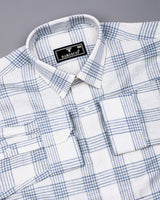 Zip White With Gray Waffle Dobby Check Shirt