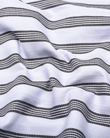 Daho White With Black Waffle Stripe Dobby Cotton Shirt