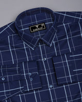 Submarine NavyBlue Dobby Check Premium Giza Shirt