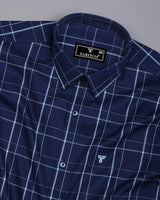 Submarine NavyBlue Dobby Check Premium Giza Shirt