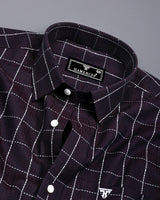 Choco Brownish With White Check Jacquard Textured Giza Shirt
