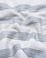 Binary White With Gray Waffle Stripe Dobby Cotton Shirt