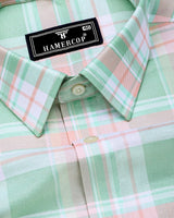 Wizard Green With Orange Check Oxford Cotton Shirt
