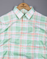 Wizard Green With Orange Check Oxford Cotton Shirt