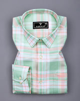 Wizard Green With Orange Check Oxford Cotton Shirt