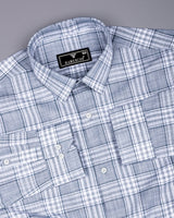 Fifa Gray With White Dobby Check Formal Cotton Shirt