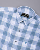 Lupito Gray With White Dobby Check Formal Cotton Shirt