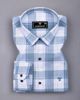 Lupito Gray With White Dobby Check Formal Cotton Shirt
